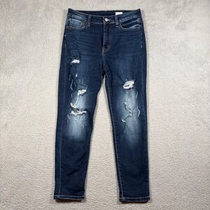 Bridge by Gly Curvy High Rise Ankle Skinny Jeans Distressed Dark Wash Womens 29